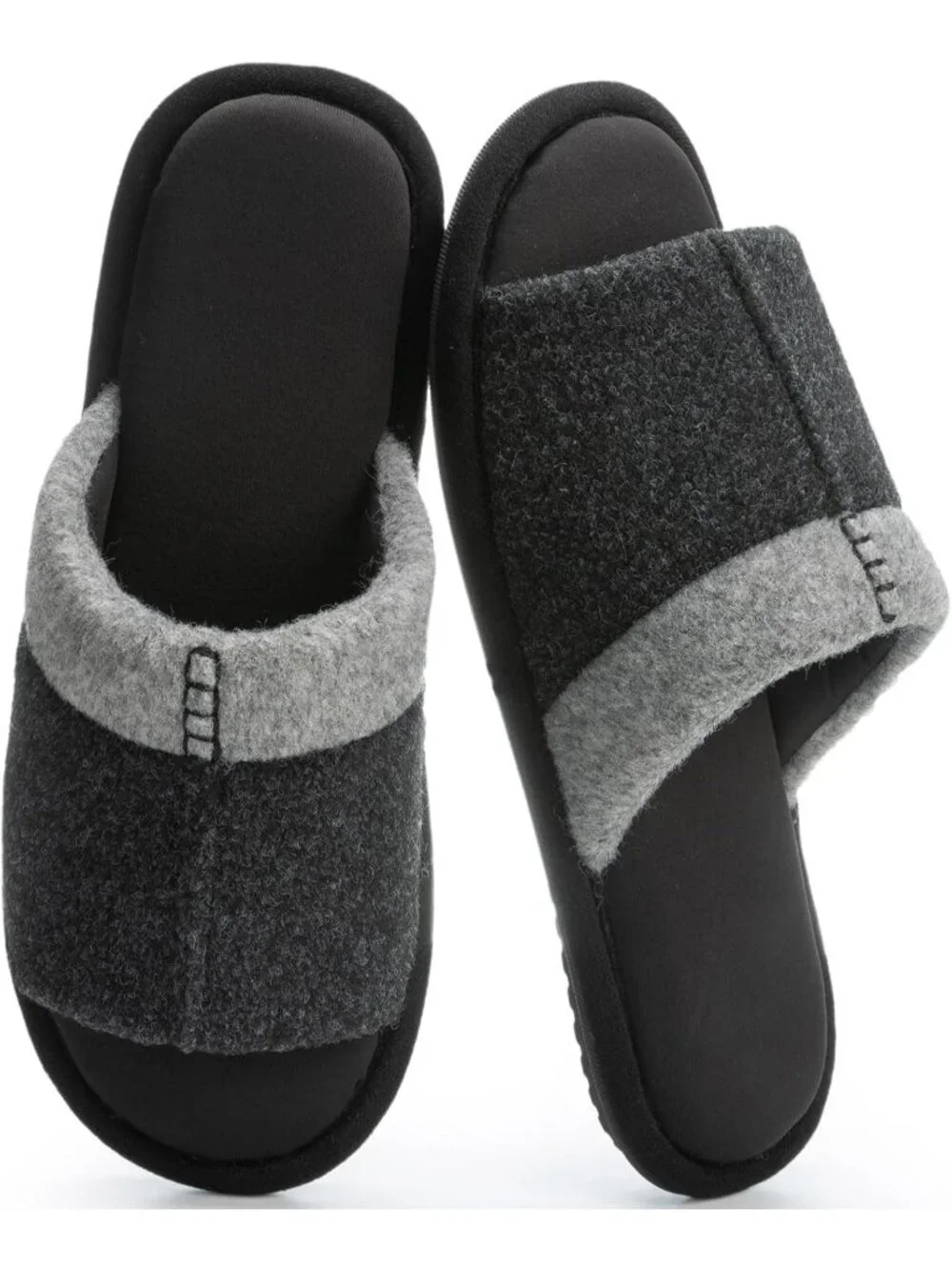 Men's Matte Black Cozy Memory Foam Anti Skid Soft Slip On House Slipper Shoes